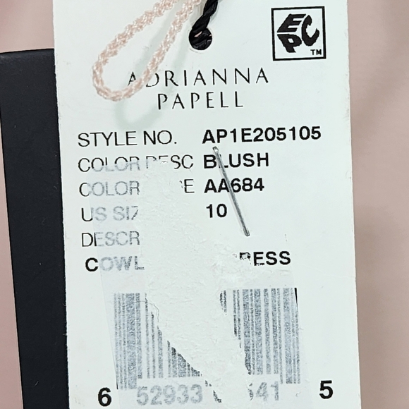 Adrianna Papell Women's Blush Ribbon Shoulder Cowl Neck Formal Maxi Dress Sz 10 - Picture 10 of 12